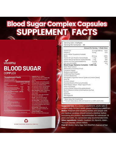 Suplemento VivoNu Complejo de Azúcar en Sangre 240 Cápsulas