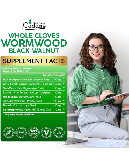 Cápsulas Digestivas Herbal Organic Cadane | 90 Unidades | No OGM, Vegano