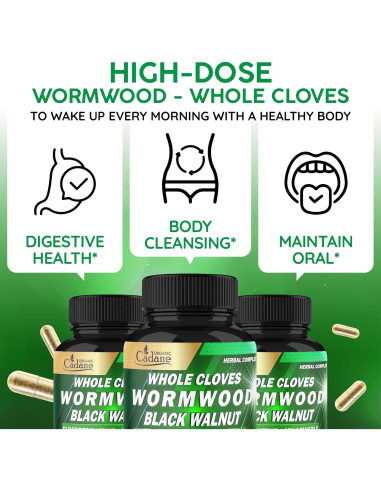 Cápsulas Digestivas Herbal Organic Cadane | 90 Unidades | No OGM, Vegano