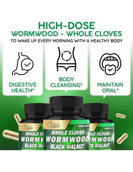 Cápsulas Digestivas Herbal Organic Cadane | 90 Unidades | No OGM, Vegano