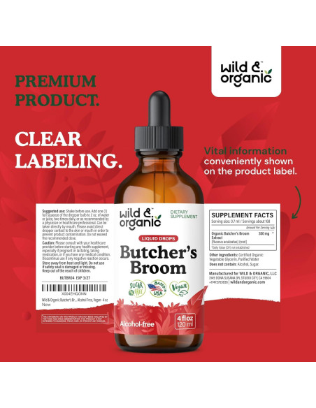 Tintura de Escoba de Butcher Silvestre y Orgánica 118.29 ml