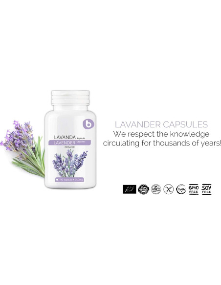 Cápsulas de Lavanda Orgánica Bobica - 90 Veganas para Relajación