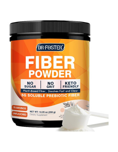 Polvo de Fibra Prebiótica DRFOSTER 350g - Sin Sabor, Vegano