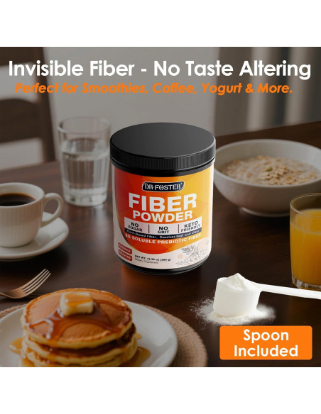 Polvo de Fibra Prebiótica DRFOSTER 350g - Sin Sabor, Vegano
