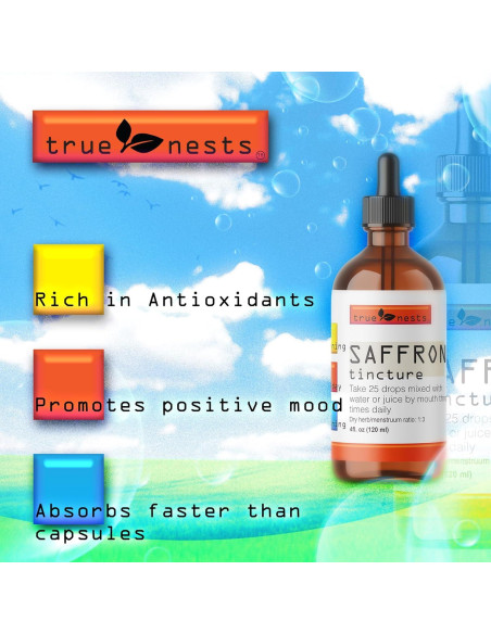 Tintura de Azafrán Orgánico True Nests 118 ml - Suplemento Herbal