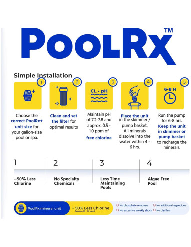 Algaecida para piscina PoolRx 101066 6 meses 20k-30k galones