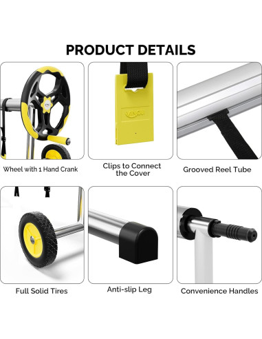 Carrete de Cubierta de Piscina VINGLI 14 Pies Aluminio Inground