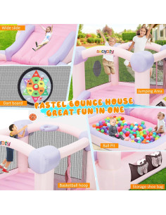 Castillo Inflable Whubefy con Piscina de Pelotas y Tobogán 2