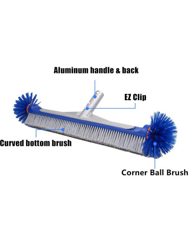 Cepillo de limpieza de piscina Poolvio 44.5 cm con cerdas nylon