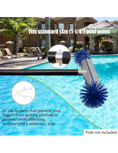 Cepillo de limpieza de piscina Poolvio 44.5 cm con cerdas nylon