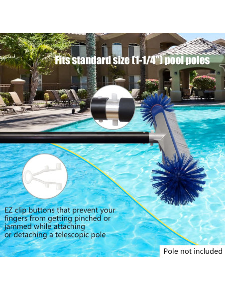 Cepillo de limpieza de piscina Poolvio 44.5 cm con cerdas nylon