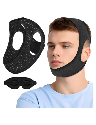 Correa para Barbilla Anti Ronquidos AIR BLOW Ajustable con Máscara