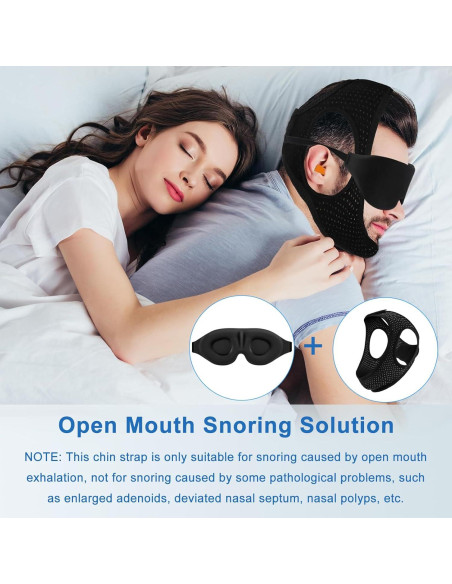 Correa para Barbilla Anti Ronquidos AIR BLOW Ajustable con Máscara