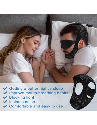 Correa para Barbilla Anti Ronquidos AIR BLOW Ajustable con Máscara