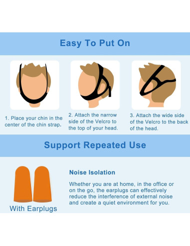 Correa para Barbilla Anti Ronquidos AIR BLOW Ajustable con Máscara