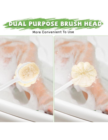 2 Cepillos de Ducha Mango Largo Mirrline con Lufa y Cerdas Suaves