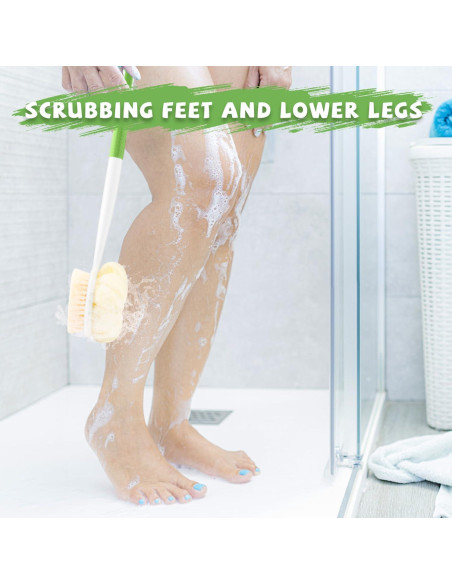 2 Cepillos de Ducha Mango Largo Mirrline con Lufa y Cerdas Suaves