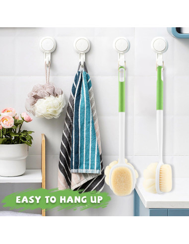 2 Cepillos de Ducha Mango Largo Mirrline con Lufa y Cerdas Suaves