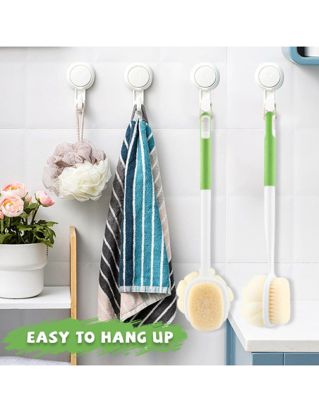 2 Cepillos de Ducha Mango Largo Mirrline con Lufa y Cerdas Suaves