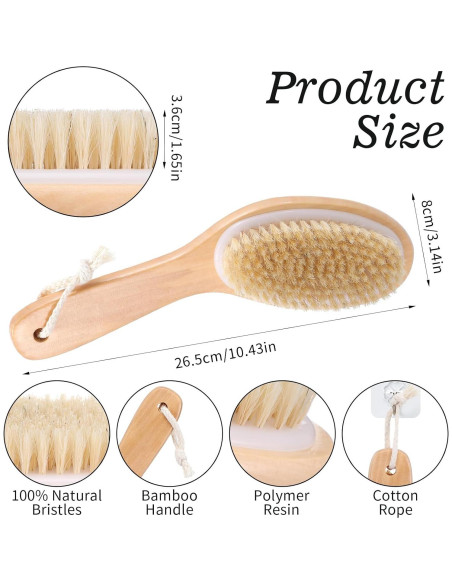 Cepillo Exfoliante Corporal Sibba con Mango Corto y Cerdas de Jabalí