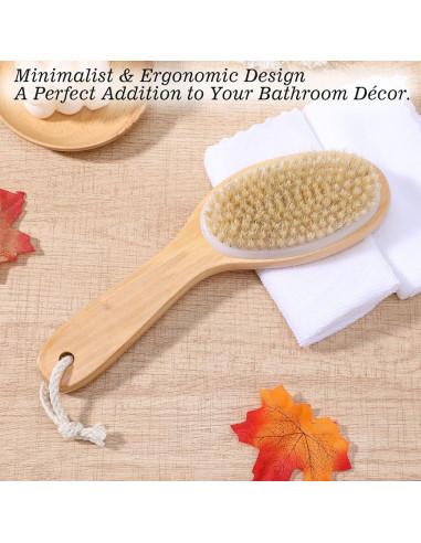 Cepillo Exfoliante Corporal Sibba con Mango Corto y Cerdas de Jabalí