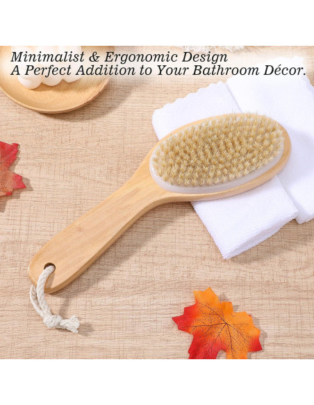 Cepillo Exfoliante Corporal Sibba con Mango Corto y Cerdas de Jabalí