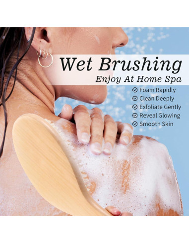 Cepillo Exfoliante Corporal Sibba con Mango Corto y Cerdas de Jabalí