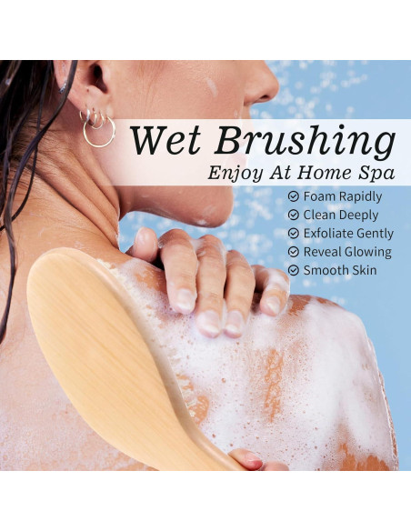 Cepillo Exfoliante Corporal Sibba con Mango Corto y Cerdas de Jabalí