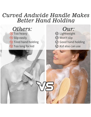 Cepillo Exfoliante Corporal Sibba con Mango Corto y Cerdas de Jabalí