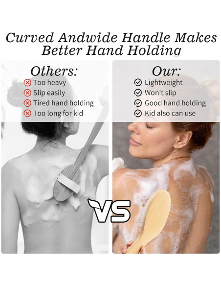 Cepillo Exfoliante Corporal Sibba con Mango Corto y Cerdas de Jabalí