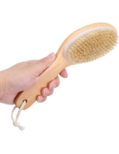 Cepillo Exfoliante Corporal Sibba con Mango Corto y Cerdas de Jabalí