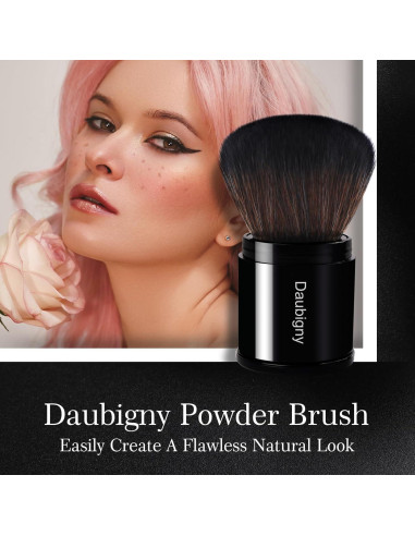 Brocha de Maquillaje Kabuki Retráctil Daubigny - Negra