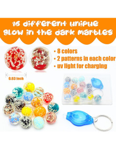 16 Canicas de Vidrio Brillantes Vealizuu para Niños 16mm 2