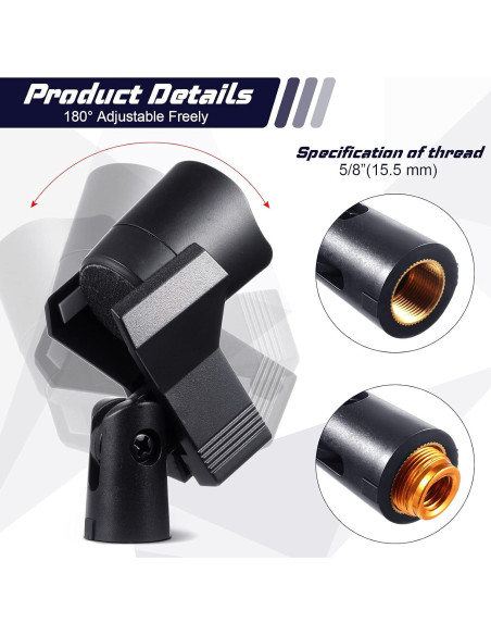Yeshone Clips de Micrófono Inalámbrico con Adaptadores 4 Piezas