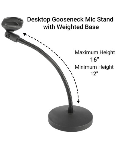Soporte de Micrófono de Cuello de Ganso con Brazo Flexible 30.48 cm - Ideal para Podcasting y Streaming