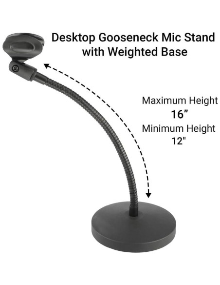 Soporte de Micrófono de Cuello de Ganso con Brazo Flexible 30.48 cm - Ideal para Podcasting y Streaming