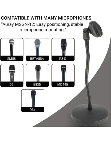 Soporte de Micrófono de Cuello de Ganso con Brazo Flexible 30.48 cm - Ideal para Podcasting y Streaming