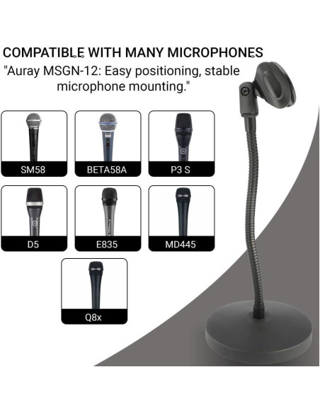 Soporte de Micrófono de Cuello de Ganso con Brazo Flexible 30.48 cm - Ideal para Podcasting y Streaming