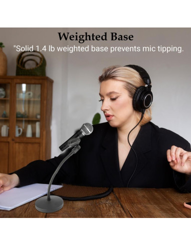 Soporte de Micrófono de Cuello de Ganso con Brazo Flexible 30.48 cm - Ideal para Podcasting y Streaming
