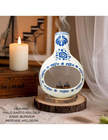 Soporte de Cerámica Talavera REFFU para Palo Santo y Salvia