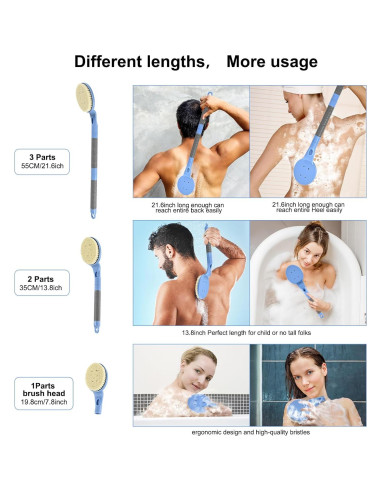 Esfregador de Espalda Antideslizante BTideas 55 cm Azul