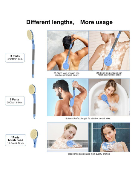 Esfregador de Espalda Antideslizante BTideas 55 cm Azul