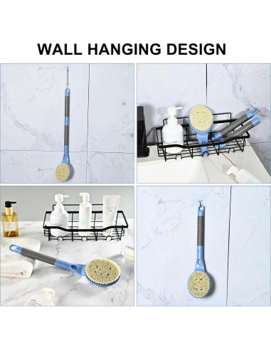 Esfregador de Espalda Antideslizante BTideas 55 cm Azul
