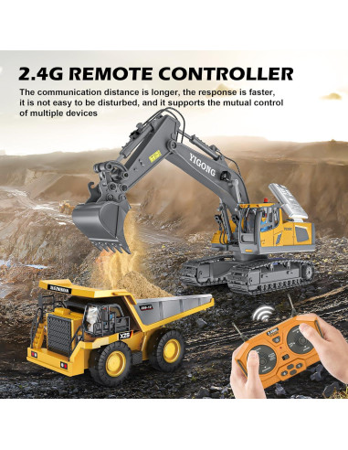 Excavadora RC CANKETEC 1:20 Recargable 11 Canales para Niños