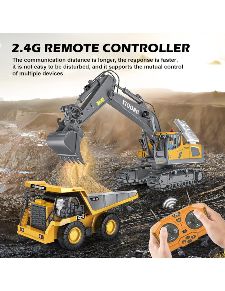Excavadora RC CANKETEC 1:20 Recargable 11 Canales para Niños