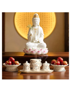 Juego de Suministros para Altar Budista ARBTOTCE - Cerámica Blanca
