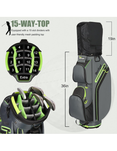 Bolsa de Golf para Carro Beutyal con 15 Compartimentos y Enfriador