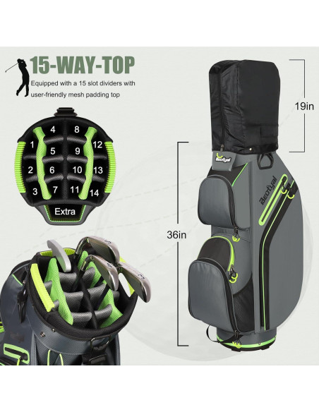 Bolsa de Golf para Carro Beutyal con 15 Compartimentos y Enfriador