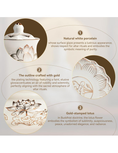 Juego de Suministros para Altar Budista ARBTOTCE - Cerámica Blanca