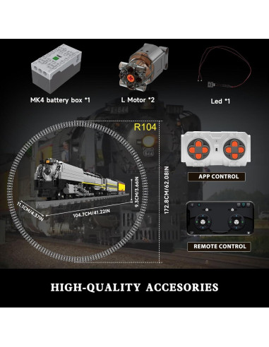 Mould King Kit Tren Locomotora Vapor UP844 3357 PCS LED